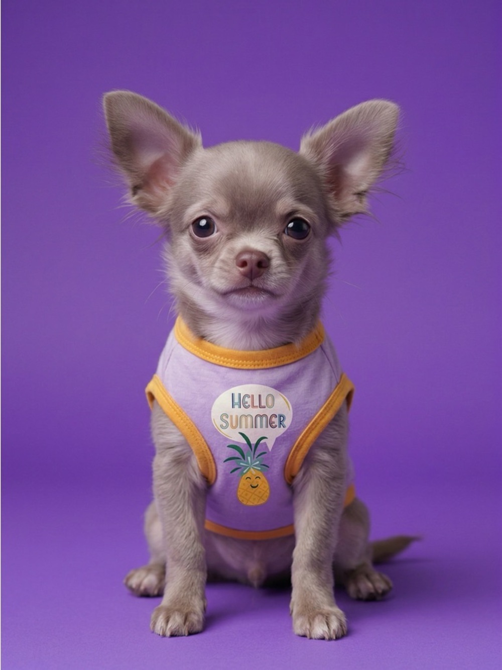 NWT Pet Apparel Purple Dog Tank Tee “Hello Summer” Pineapple - Size Small